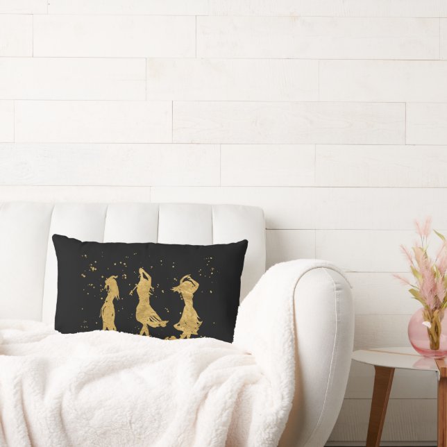 Three Golden Dancers Throw Pillow (Couch)