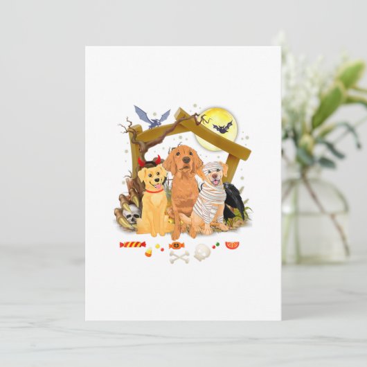 Three Golden Retriever Dogs Halloween (Standing Front)