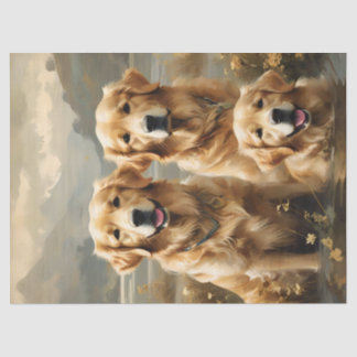 Three Golden Retriever Dogs Portrait Tissue Paper