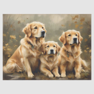 Three Golden Retriever Dogs Portrait Tissue Paper