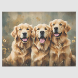 Three Golden Retriever Dogs Portrait Tissue Paper