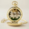 Three Golden Retriever puppies pocket watch