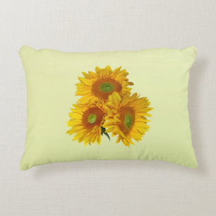 Three Golden Sunflowers Accent Pillow
