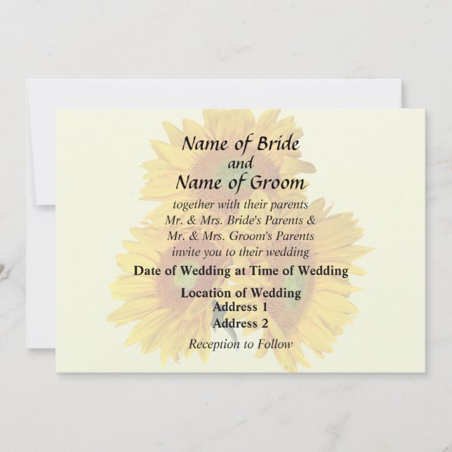 Three Golden Sunflowers Invitation (Front)