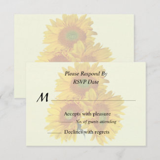 Three Golden Sunflowers RSVP Card