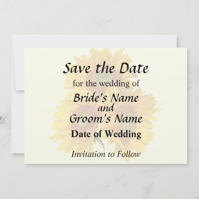 Three Golden Sunflowers Save The Date (Front)