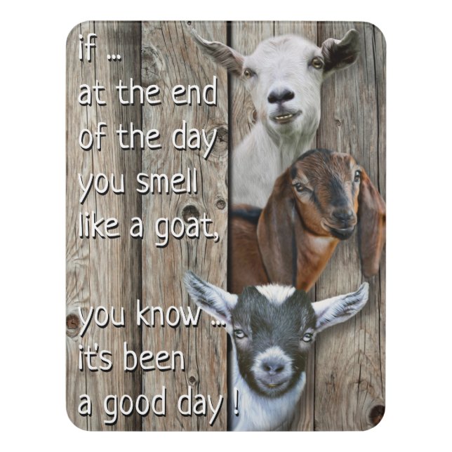 Three Good Day Goats Poem Door Sign (Contemporary Vert)