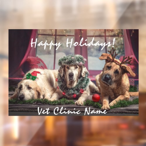 Three Good Dogs Veterinarian Christmas    Window C Window Cling