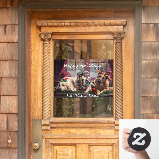Three Good Dogs Veterinarian Christmas    Window Cling (Home Door)