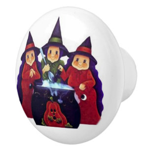 Three Good Witches Ceramic Knob