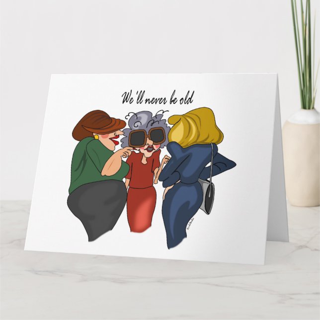 Three Gossipers Cartoon Birthday Card Customizable (Front)