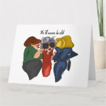 Three Gossipers Cartoon Birthday Card Customizable