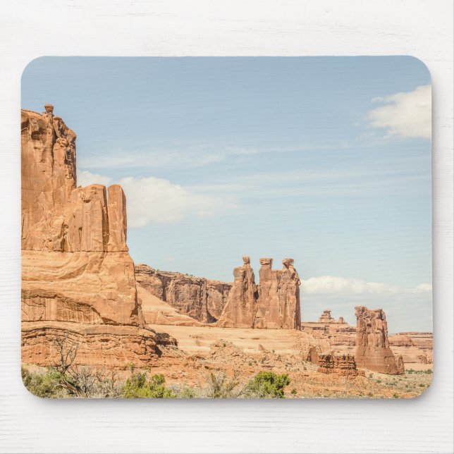 Three Gossips, Sheep Rock in Arches National Park Mouse Pad (Front)