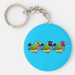 Three Gouldian Finches Basic Button Keychain