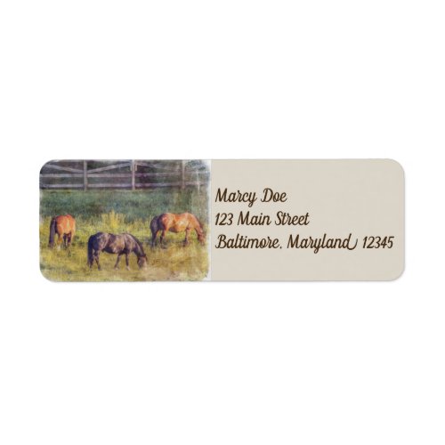 Three Grazing Horses Return Address Labels