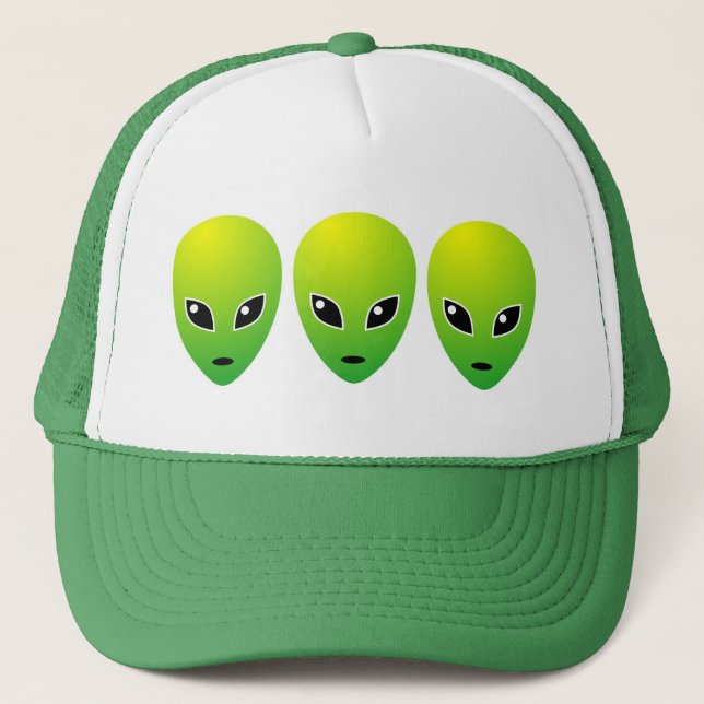 Three Green Aliens - Customized Trucker Hat (Front)