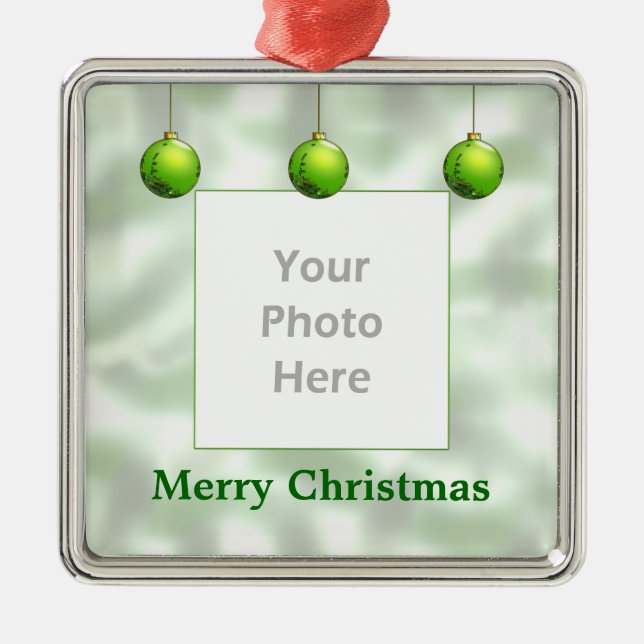 Three Green Christmas Balls for Photo Metal Ornament (Front)