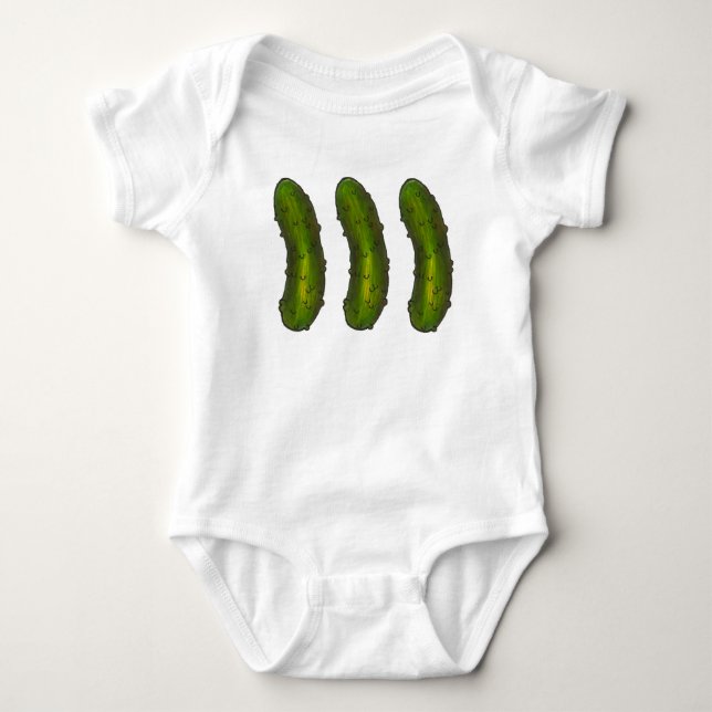 Three Green Dills Kosher Dill Pickle Pickles Food Baby Bodysuit (Front)
