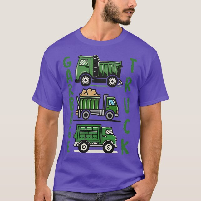Three Green Garbage Truck T-Shirt (Front)