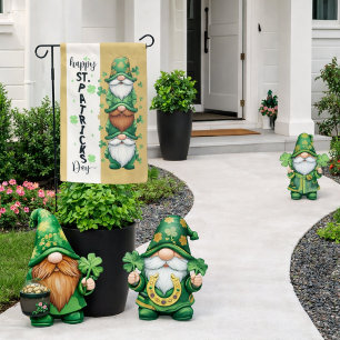 Three Green Gnomes St. Patrick’s Day Design Garden Flag