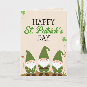 Three Green Gnomes with Shamrocks St Patrick's Day Card
