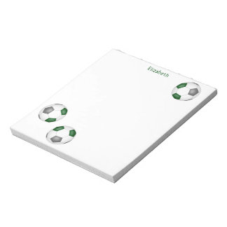 three green gray soccer balls personalized notepad
