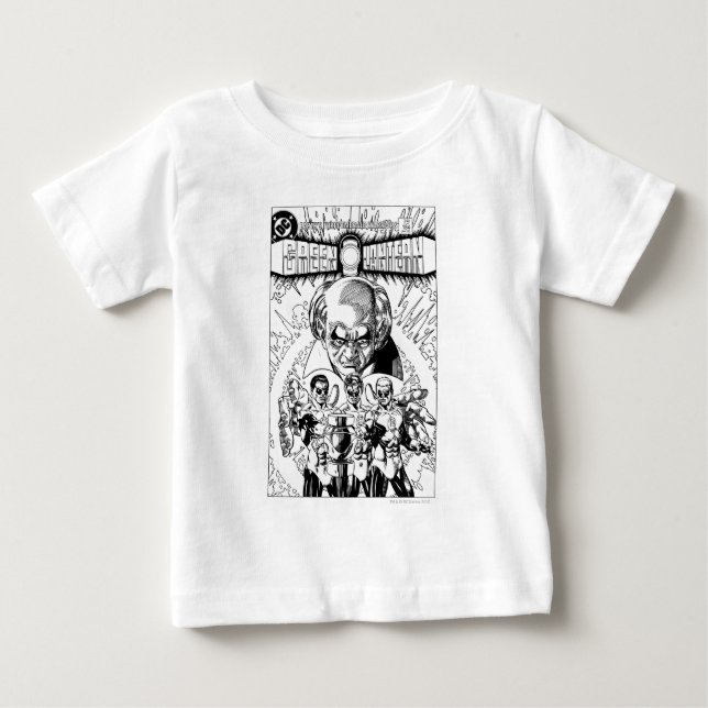 Three Green Lanterns Comic Cover, Black and White Baby T-Shirt (Front)