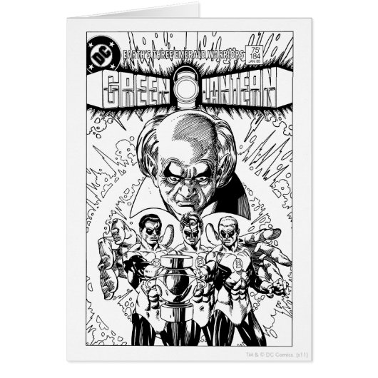 Three Green Lanterns Comic Cover, Black and White Cards (Front)