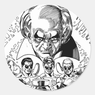 Three Green Lanterns Comic Cover, Black and White Classic Round Sticker