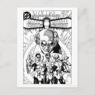 Three Green Lanterns Comic Cover, Black and White Postcard