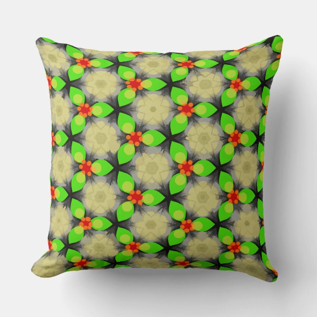Three Green Petals Flowers Throw Pillow (Front)