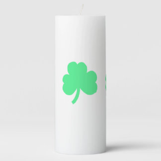 Three Green Shamrock Trinity Pillar Candle