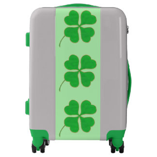 Three Green Shamrocks Gold Dots Luggage
