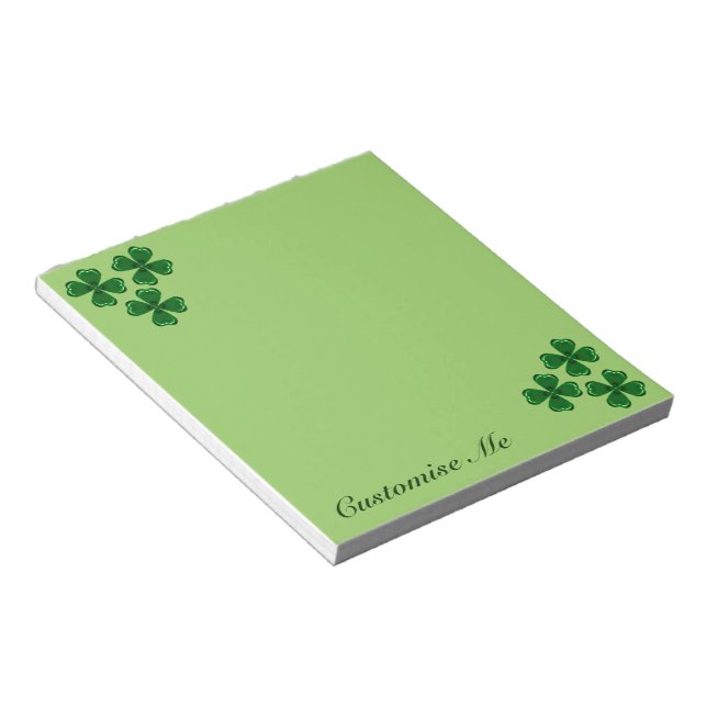 Three Green Shamrocks Notepad (Angled)