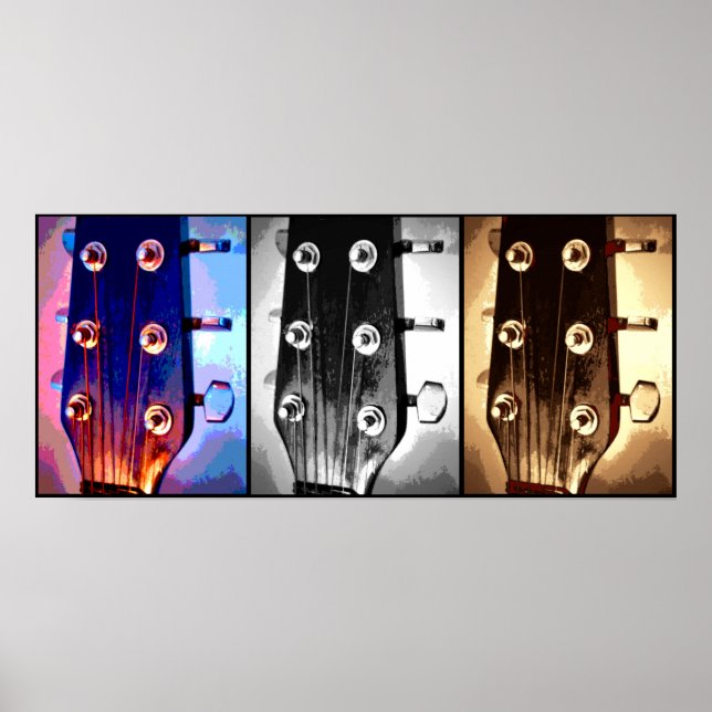 Three Guitar Heads Musicians Music Lovers Artsy Poster (Front)