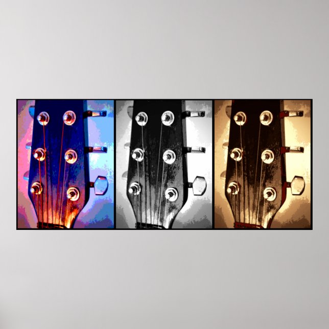 Three Guitar Heads Musicians Music Lovers Artsy Poster (Front)