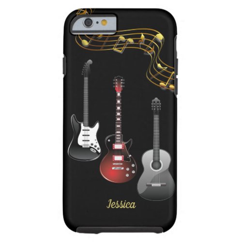 Three Guitars and Music Notes Name Tough iPhone 6 Case