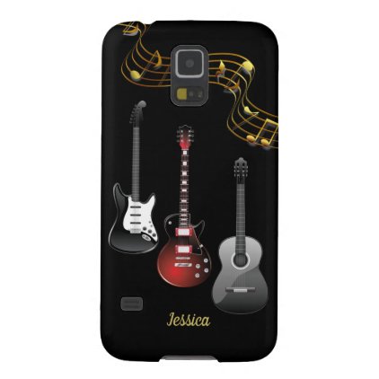 Three Guitars and Music Notes, Name Galaxy S5 Cover