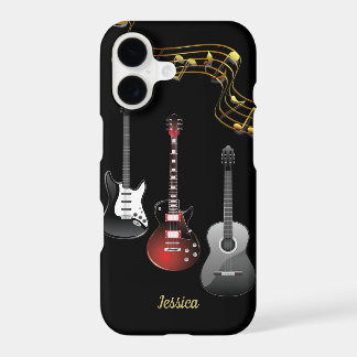 Three Guitars and Music Notes, Name iPhone 17 Case