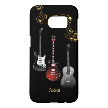 Three Guitars and Music Notes, Name Samsung Galaxy S7 Case