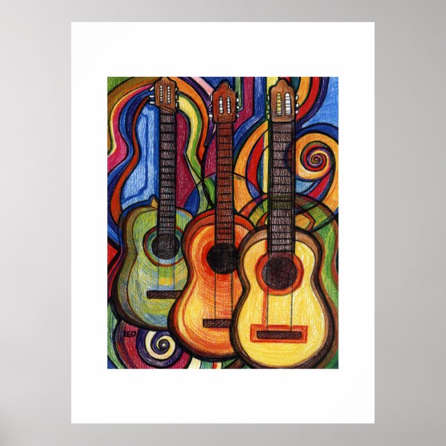 Three Guitars Music Poster (Front)