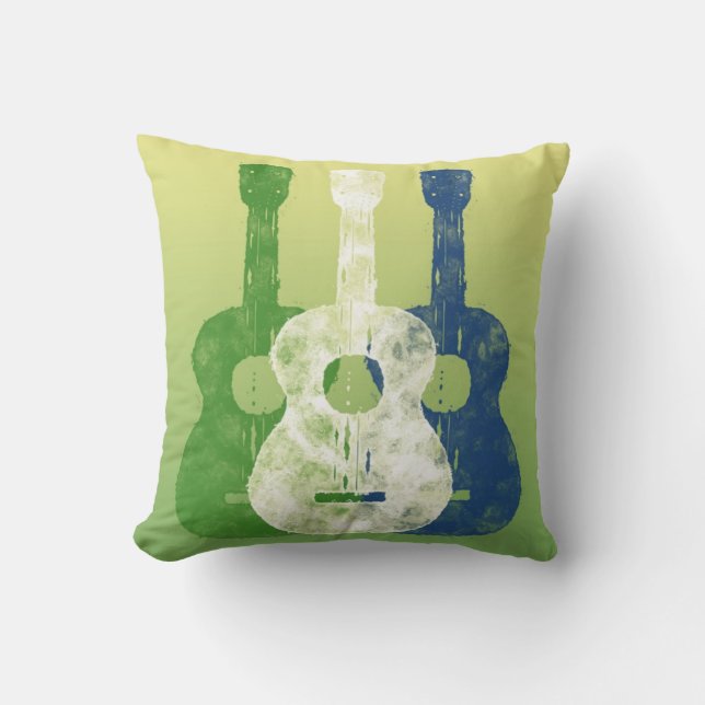 Three Guitars Throw Pillow (Front)