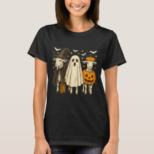 Three Halloween Goats Cosplay Witch Boo Carved Pum T-Shirt