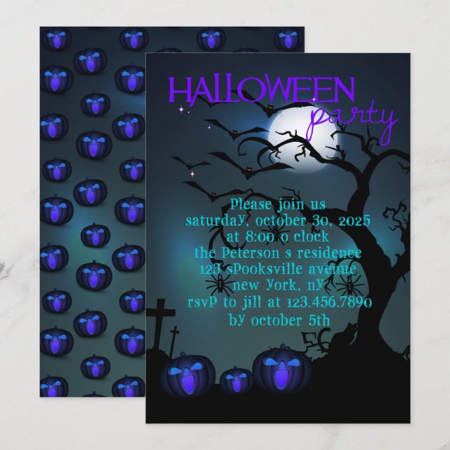Three Halloween Pumpkins Halloween Party Invitatio Invitation (Front/Back)