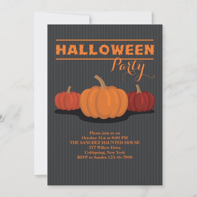 Three Halloween Pumpkins Invitation (Front)
