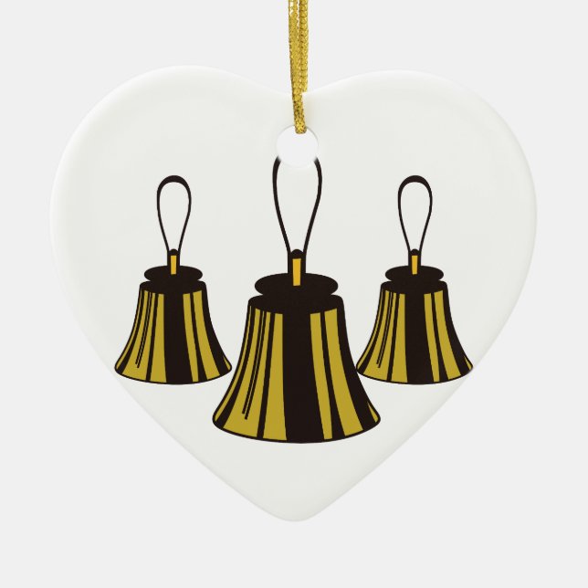 Three Handbells Ceramic Ornament (Front)