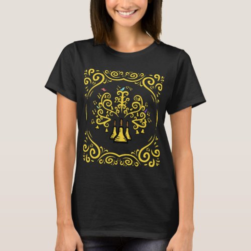 Three Handbells Tree Of Music Golden Art Nouveau T_Shirt