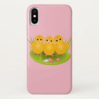 Three Happy Easter yellow chickens iPhone X Case