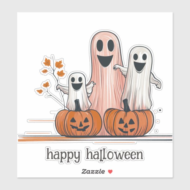 Three Happy Ghosts Sticker (Sheet)