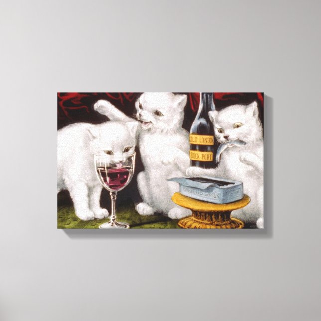 Three Happy Kittens at the Feast Canvas Print (Front)